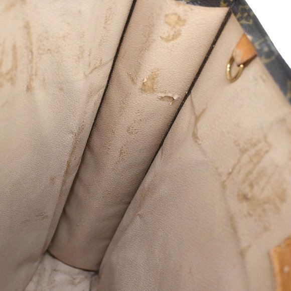 LOUIS VUITTON Logo Sac Plat Hand Tote Bag Monogram Leather Brown M51140 30YB776 - Picture 9 of 14